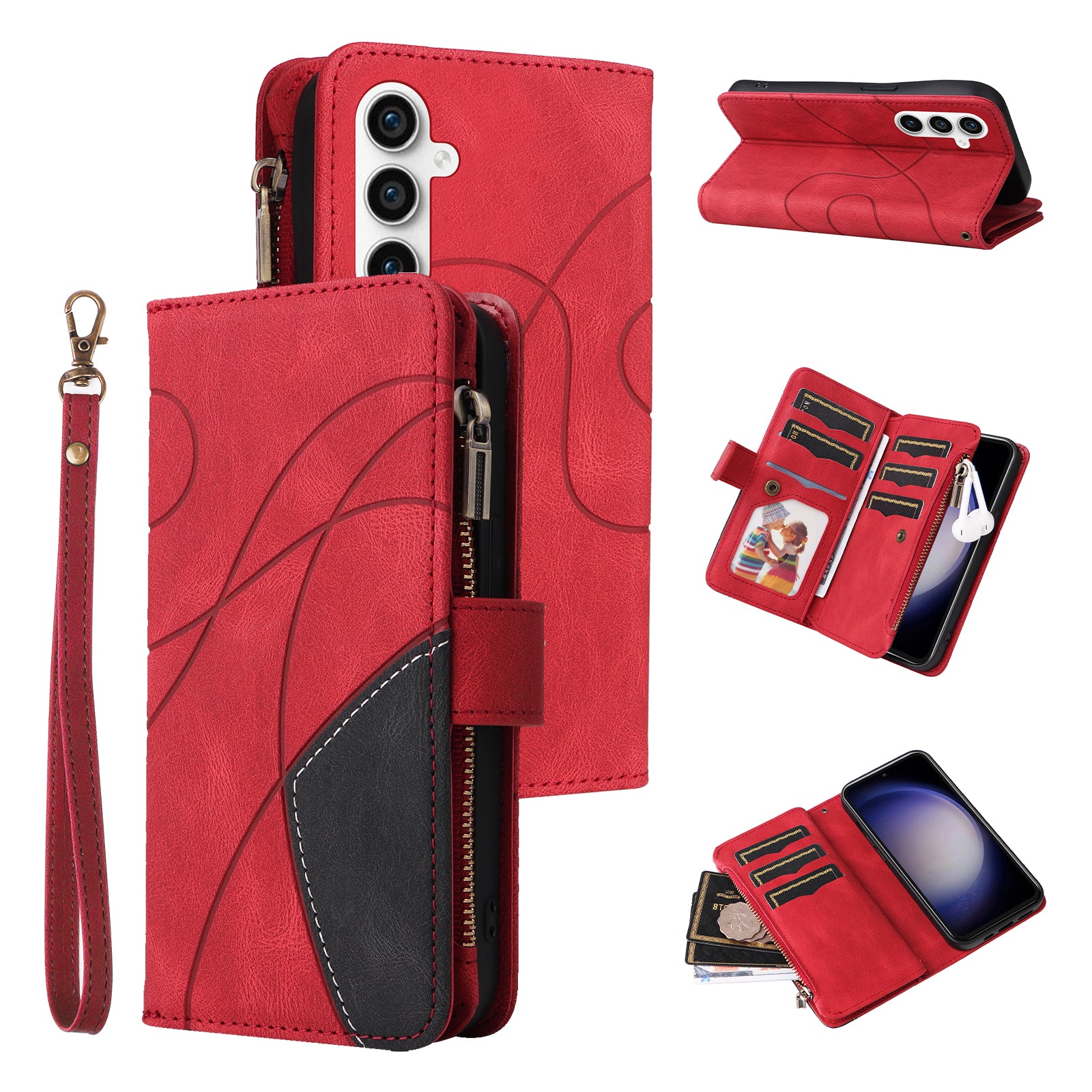 KT Multi-function Series-5 For Samsung Galaxy S23 FE Zipper Wallet Stand Case 9 Card Slots Splicing PU Leather Cover KT Multi-function Series-5 For Samsung Galaxy S23 FE Zipper Wallet Stand Case 9 Card Slots Splicing PU Leather Cover